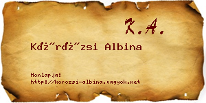 Körözsi Albina névjegykártya